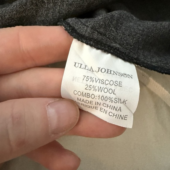 Ulla‎ Johnson Women's Size 2 Wool Plaid Popover Top Ruched Silk Back - Picture 4 of 7